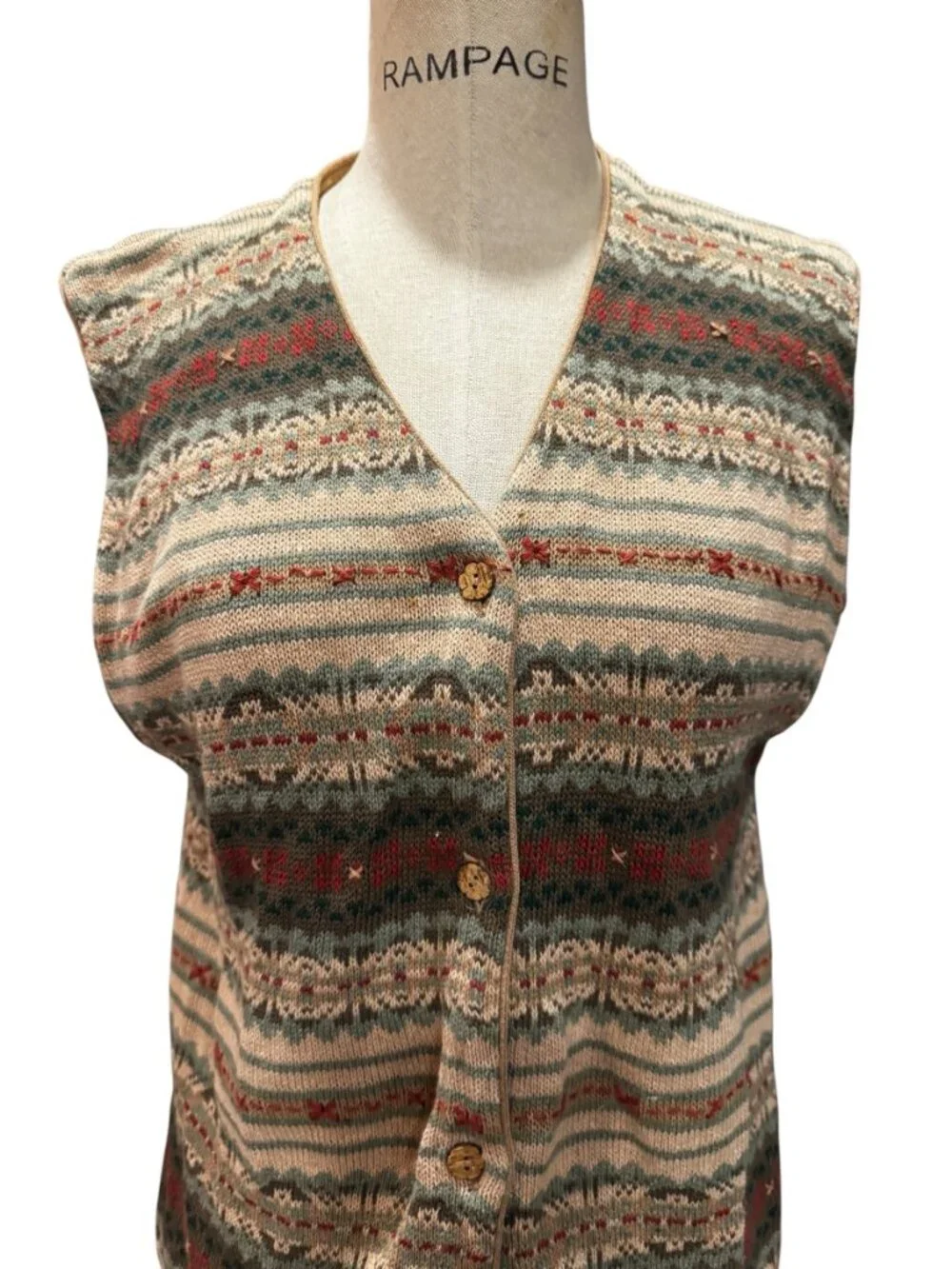 Vintage Woolrich Fair Isle Sweater Vest 100% Wool Nordic Large - Picture 2 of 6